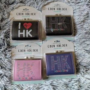 Hong Kong Coin Holder Wallet Set - Black, Pink, Blue